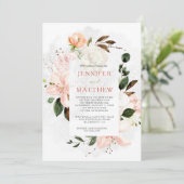 Rosa und weiße Lilien, Rose, Zwerge, Magnolien Einladung (Stehend Vorderseite)