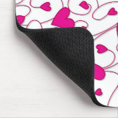 Rosa und weiße, lockige Herzen Mousepad (Ecke)
