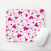 Rosa und weiße, lockige Herzen Mousepad (Mit Mouse)