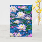 Rosa und weiße Lotus-Blume im blauen Teich Karte (Gelbe Blume)