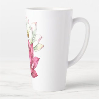 Rosa und weiße Lotusblüten-Wasserfarbe Milchtasse