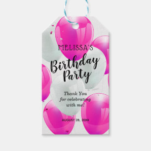 Rosa und weiße Luftballons Geburtstagsfeier Danke Geschenkanhänger