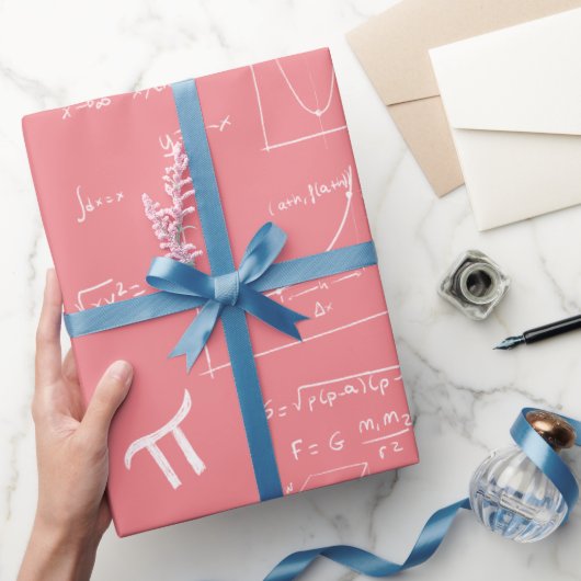 Rosa und weiße mathematische Formeln und Gleichung Geschenkpapier (Schenken)