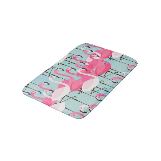 Rosa und weiße Menge der Flamingos Badematte (Schrägansicht)