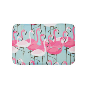 Rosa und weiße Menge der Flamingos Badematte
