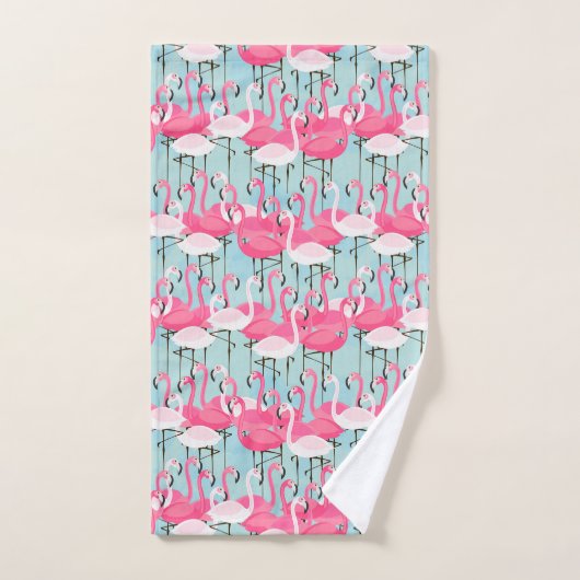 Rosa und weiße Menge der Flamingos Badhandtuch Set (Handtuch)