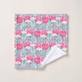 Rosa und weiße Menge der Flamingos Badhandtuch Set (Waschlappen)
