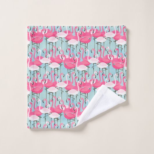 Rosa und weiße Menge der Flamingos Badhandtuch Set (Waschlappen)