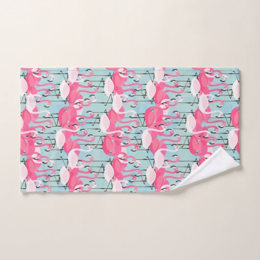 Rosa und weiße Menge der Flamingos Badhandtuch Set (Handtuch)