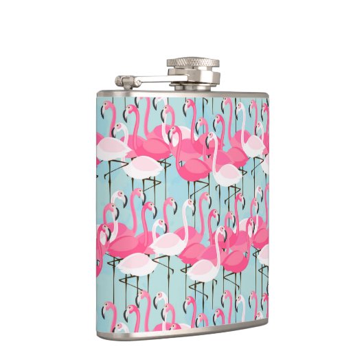 Rosa und weiße Menge der Flamingos Flachmann (Rechts)