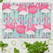 Rosa und weiße Menge der Flamingos Geschirrtuch (Gefaltet)