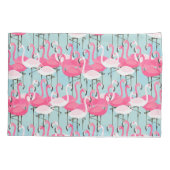 Rosa und weiße Menge der Flamingos Kissenbezug (Rückseite-Links)