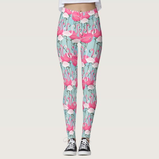 Rosa und weiße Menge der Flamingos Leggings (Vorderseite)