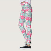 Rosa und weiße Menge der Flamingos Leggings (Links)
