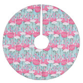 Rosa und weiße Menge der Flamingos Polyester Weihnachtsbaumdecke (Vorderseite)
