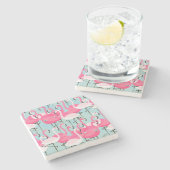 Rosa und weiße Menge der Flamingos Steinuntersetzer (Seitenansicht)