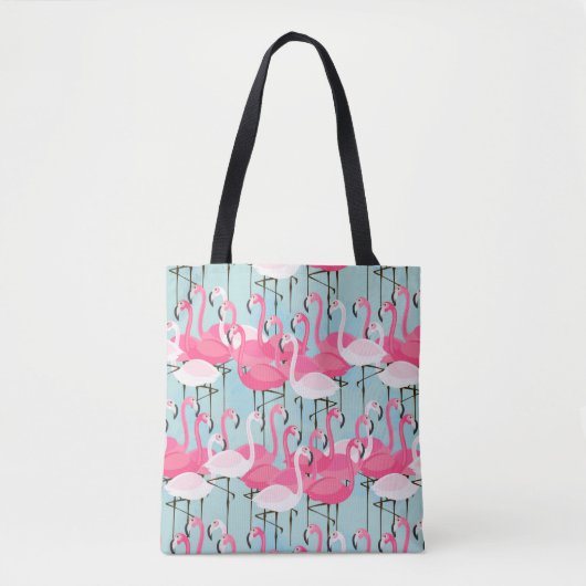 Rosa und weiße Menge der Flamingos Tasche (Vorderseite)