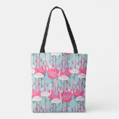 Rosa und weiße Menge der Flamingos Tasche (Rückseite)