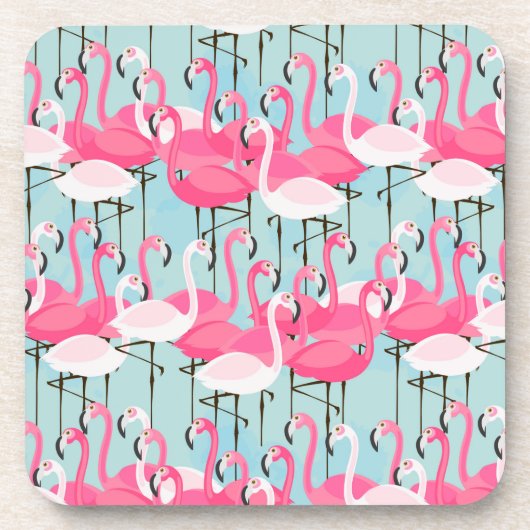 Rosa und weiße Menge der Flamingos Untersetzer (Vorderseite)