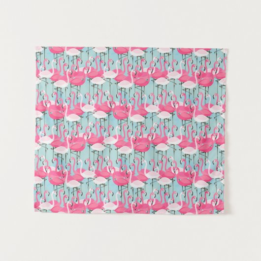 Rosa und weiße Menge der Flamingos Wandteppich (Vorderseite (Horizontal))