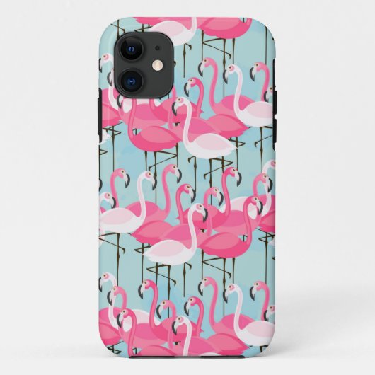 Rosa und weiße Menschenmenge von Flamingos Case-Mate iPhone Hülle (Rückseite)