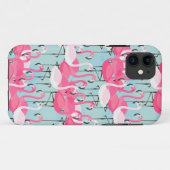 Rosa und weiße Menschenmenge von Flamingos Case-Mate iPhone Hülle (Rückseite (Horizontal))