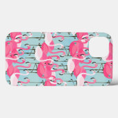 Rosa und weiße Menschenmenge von Flamingos Case-Mate iPhone Hülle (Rückseite (Horizontal))