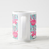 Rosa und weiße Menschenmenge von Flamingos Jumbo-Tasse (Rückseite)