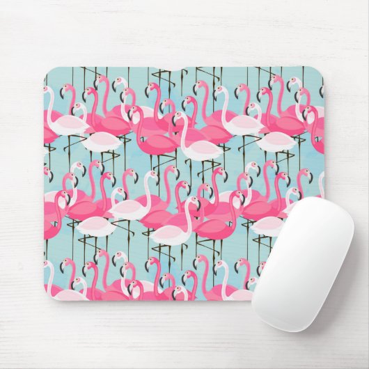 Rosa und weiße Menschenmenge von Flamingos Mousepad (Mit Mouse)