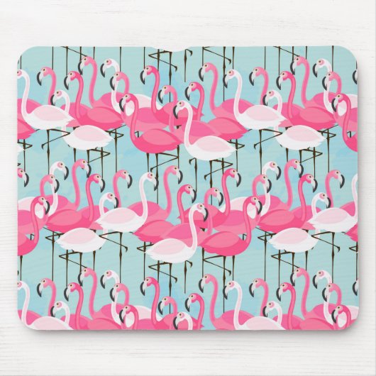 Rosa und weiße Menschenmenge von Flamingos Mousepad (Vorne)