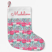 Rosa und weiße Menschenmenge von Flamingos| Name h Kleiner Weihnachtsstrumpf (Vorderseite)