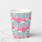 Rosa und weiße Menschenmenge von Flamingos Pappbecher (Links)