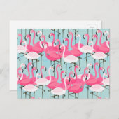 Rosa und weiße Menschenmenge von Flamingos Postkarte (Vorne/Hinten)