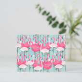 Rosa und weiße Menschenmenge von Flamingos Postkarte (Stehend Vorderseite)
