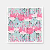 Rosa und weiße Menschenmenge von Flamingos Serviette (Vorderseite)