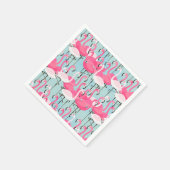 Rosa und weiße Menschenmenge von Flamingos Serviette (Ecke)