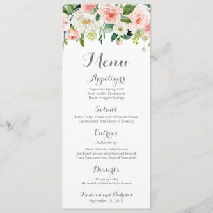 Rosa und weiße menükarte