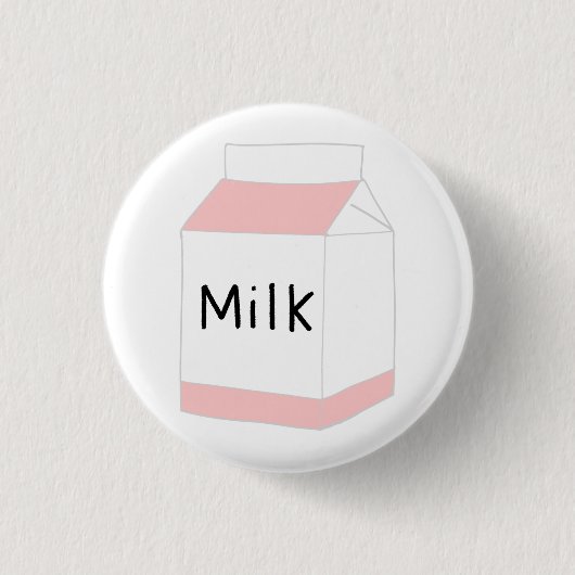 Rosa und weiße Milchverpackung Button (Vorderseite)