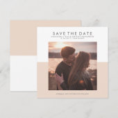 Rosa und weiße Minimal Save the Date | Foto (Vorne/Hinten)