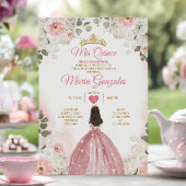 Rosa und weiße Mis Quince 15 Anos Gold Crown Einladung