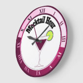 Rosa und weiße Mocktail-Stunden-Bar-Uhr Große Wanduhr (Winkel)
