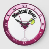 Rosa und weiße Mocktail-Stunden-Bar-Uhr Große Wanduhr (Vorderseite)