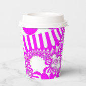 Rosa und weiße Mod Pappbecher (Rückseite)