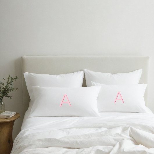 Rosa und weiße, moderne Monogramm-Pillowcase Kissenbezug