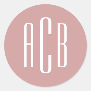 Rosa und weiße Monogramm mit drei Buchstaben Runder Aufkleber