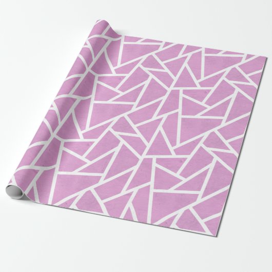 Rosa und weiße Mosaikmuster Geschenkpapier (Ungerollt)