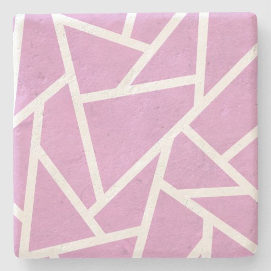 Rosa und weiße Mosaikmuster Steinuntersetzer (Vorderseite)