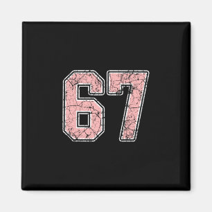 Rosa und weiße Nummer 67 Jersey Spieler Uniform #6 Magnet
