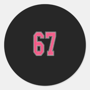 Rosa und weiße Nummer 67 Trikot Spieler Uniform #6 Runder Aufkleber