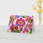 Rosa und weiße Orchid-Blume Karte (Gelbe Blume)